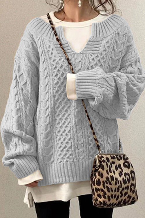 Levoire | Pull Décontracté À Manches Longues Et Col En V Uni Gris clair
