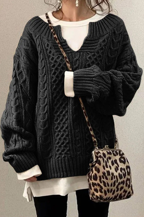 Levoire | T-Shirt De Loisirs Uni Avec Manches Longues Et Décolleté En V Noir