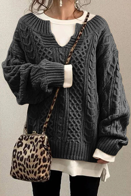 Levoire | Pull Décontracté À Manches Longues Et Col En V Uni Gris