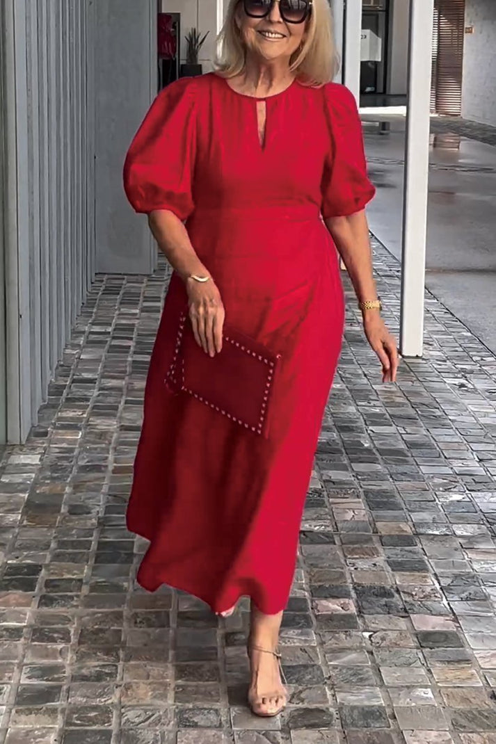 Levoire | Robe unie en coton et lin Rouge