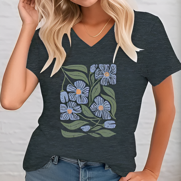 Levoire | Chemise À Fleurs Vintage Pour Femmes Gris foncé