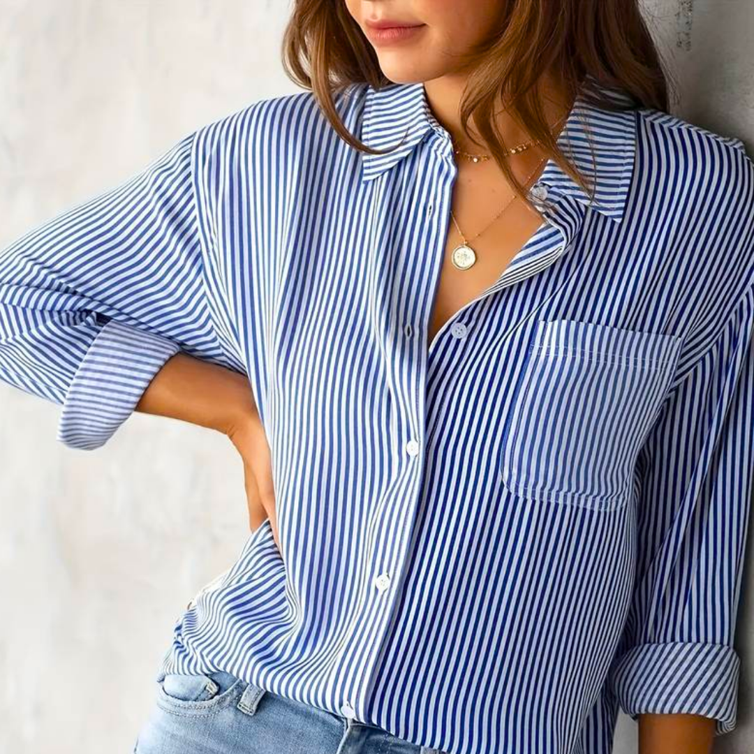Levoire | Chemise Classique Confortable Avec Boutons Pour Femmes Bleu