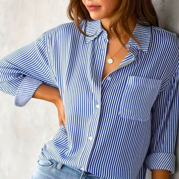 Levoire | Chemise Classique Confortable Avec Boutons Pour Femmes Bleu