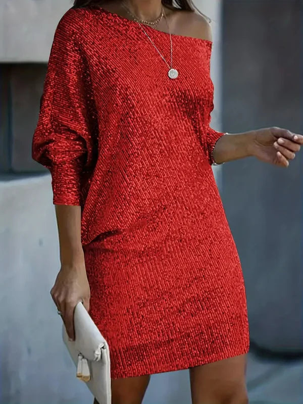 Levoire | Robe mini femme Robe de soirée avec sequins contrastants pour femmes Rot