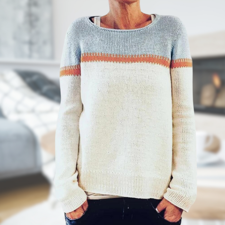 Levoire | Chauffe Pull Femmes Le Soir Blanc et Bleu
