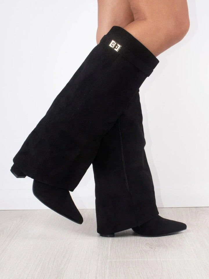 Levoire | Bottes Hautes Pour Femmes Avec Talon Caché Et Design Moderne Noir
