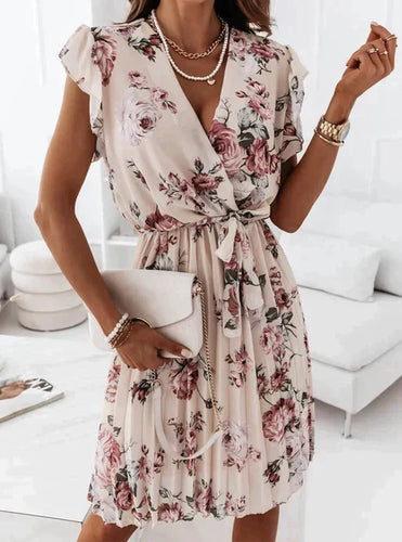 Levoire | Robe Avec Décolleté À Volants, Manches Et Motif Floral
