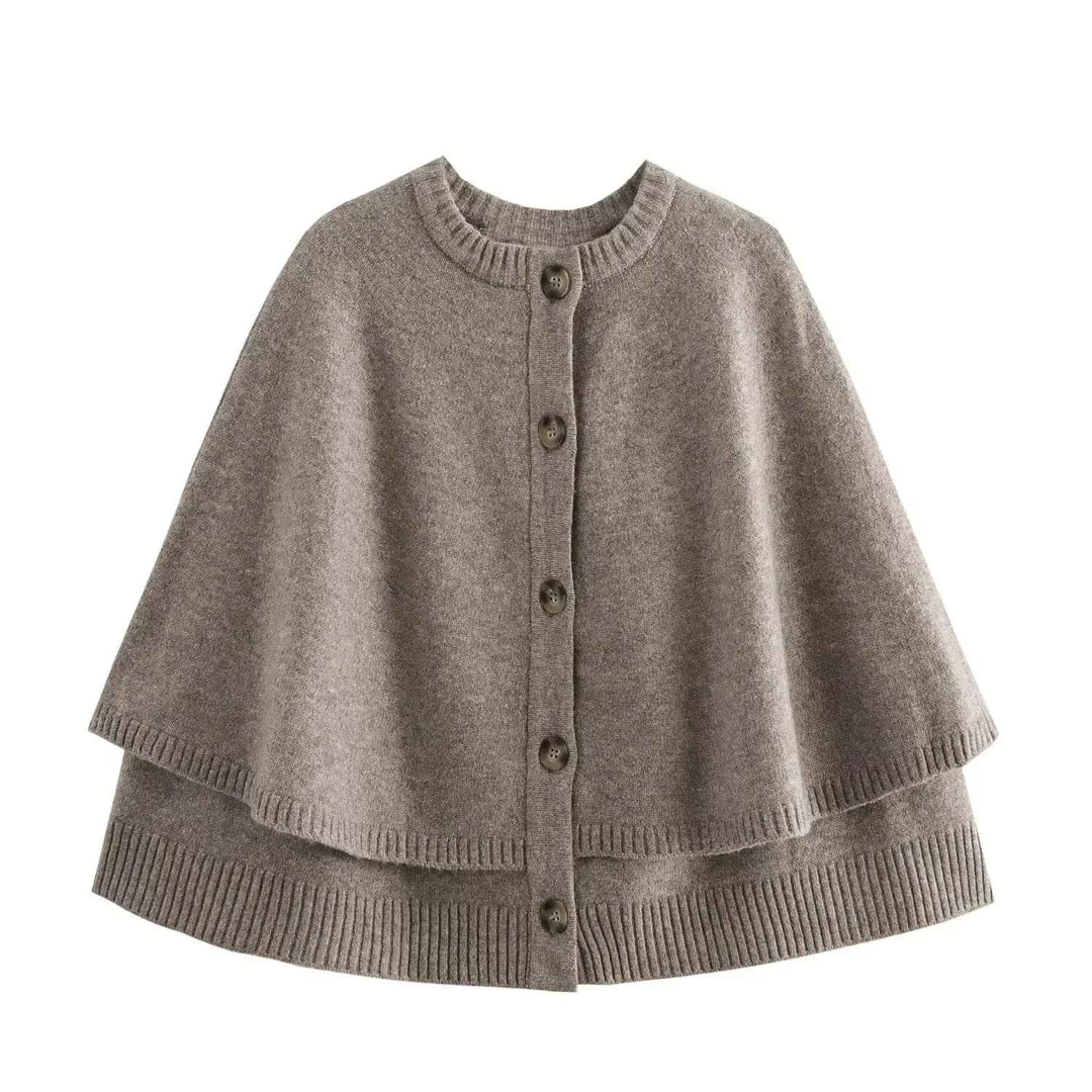Levoire | Cape Élégant À Boutons Khaki