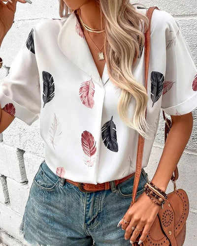 Levoire | Blouse Avec Plumes Et Manches Courtes