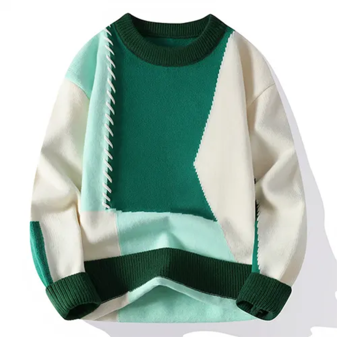 Levoire | Pull pour hommes Patchwork Blanc-vert