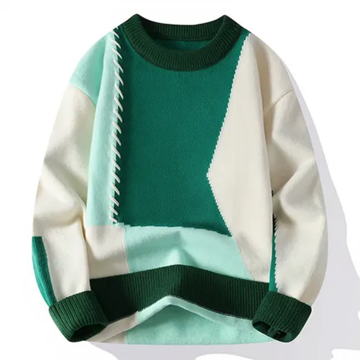 Levoire | Pull pour hommes Patchwork Blanc-vert