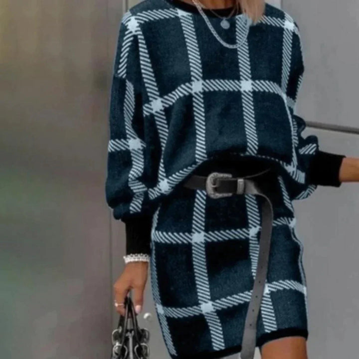 Levoire | Robe élégante à carreaux Bleu