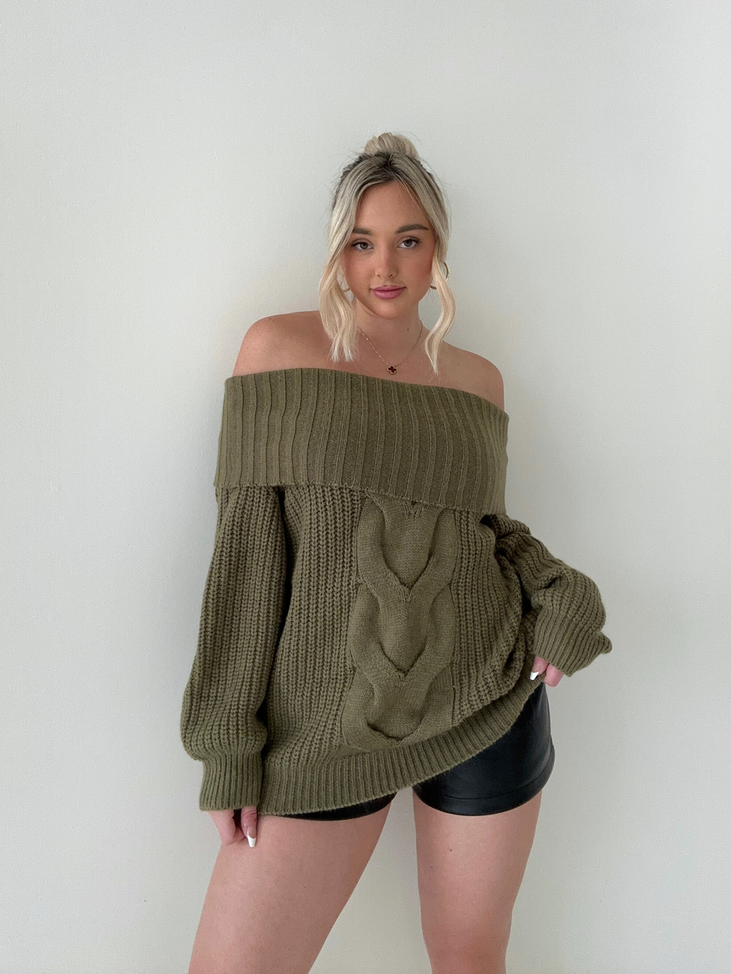 Levoire | Off Shoulder Pull Over Pour Femmes Moderne Et Tendance Vert
