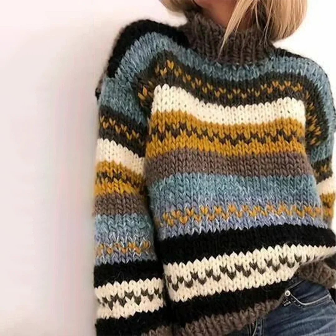Levoire | Pull À Col Roulé Pour Femmes Confortable Avec Motif Rayé