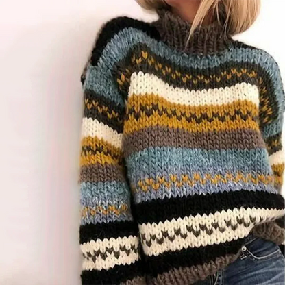 Levoire | Pull À Col Roulé Pour Femmes Confortable Avec Motif Rayé