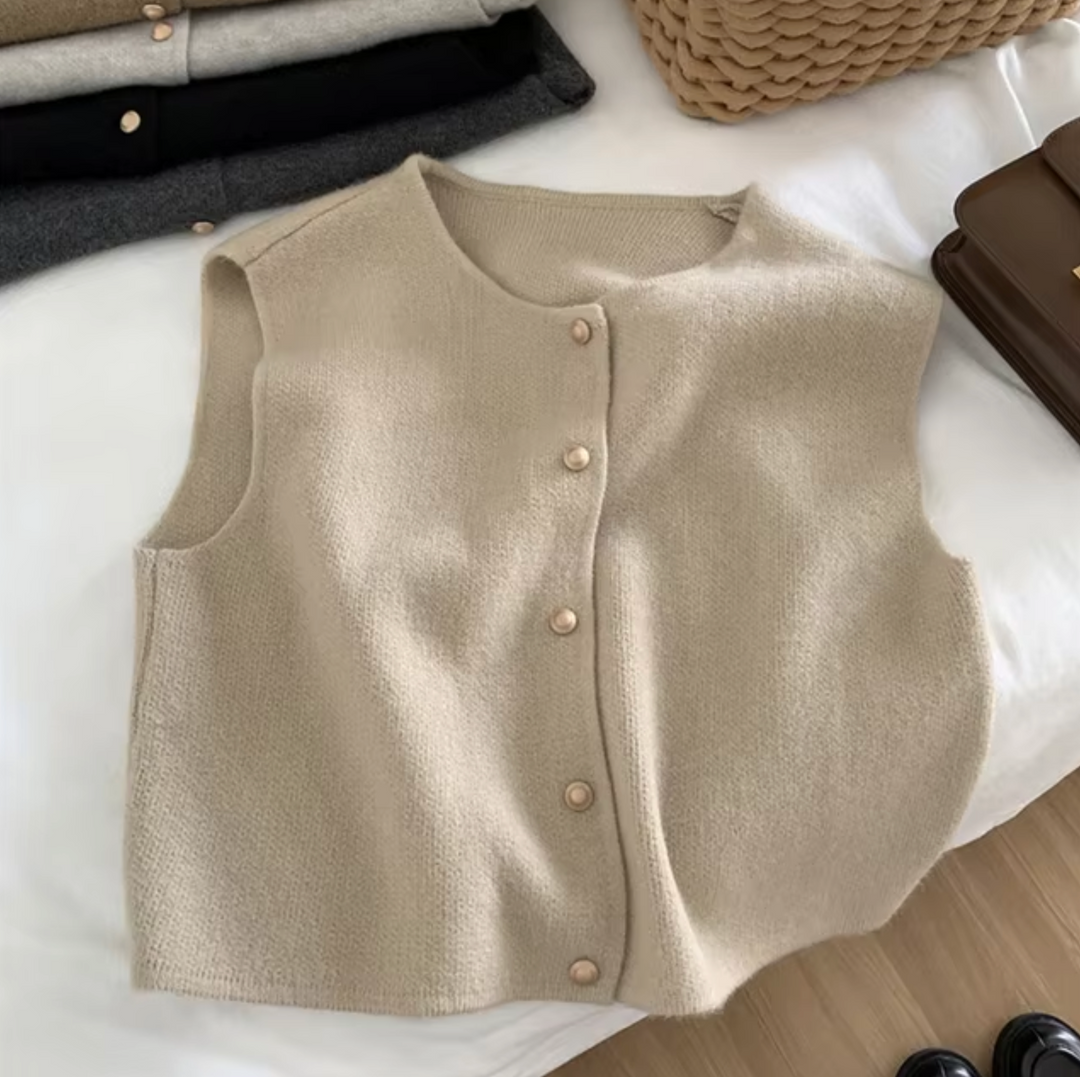 Levoire | Pull Sans Manches En Tricot Abricot