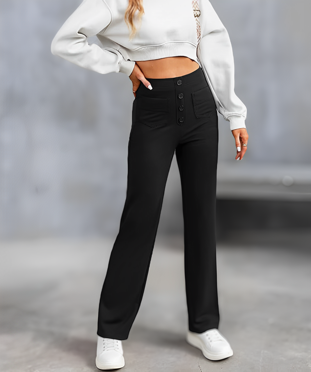 Levoire | Pantalons de loisirs élastiques taille haute Noir