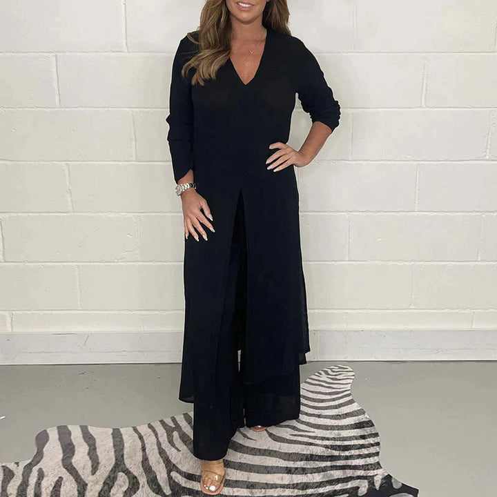 Levoire | Ensemble Deux Pièces Avec Haut Long Et Pantalons Assortis Noir