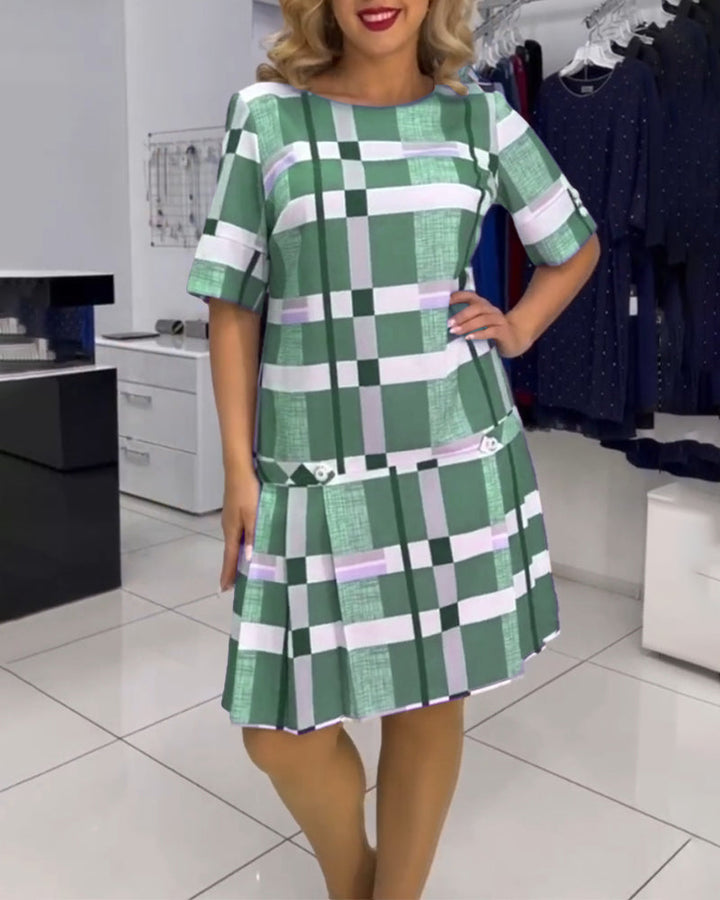 Levoire | Robe D'Été Raffinée Avec Motif À Carreaux Pour Femmes Vert