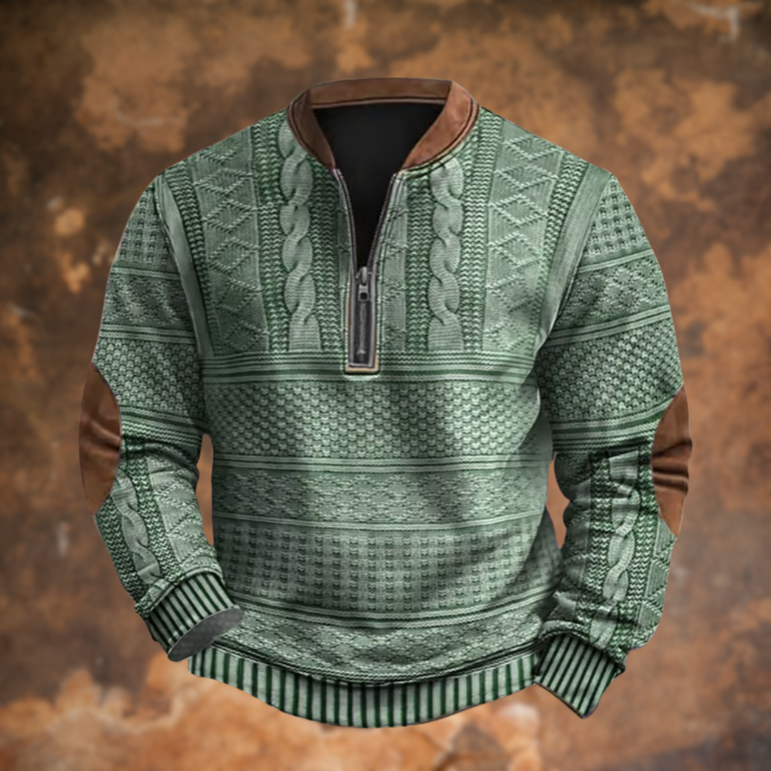 Levoire | Sweatshirt Zippé Vintage en Tricot Doux et Confortable Vert