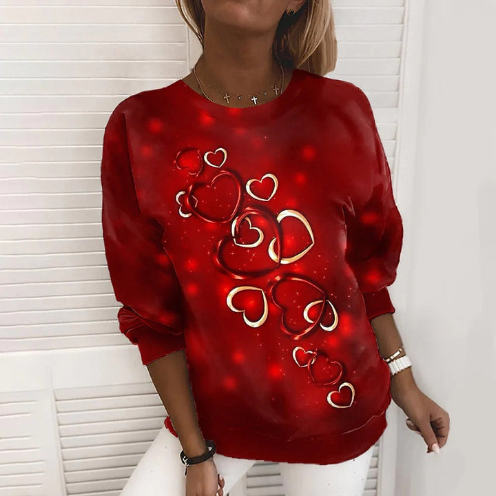 Levoire | Shirt Décontracté À Imprimé Coeur Rouge