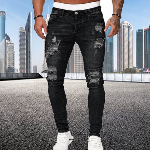 Levoire | Pantalon Hommes Tendance Slim Fit Jeans Déchirés
