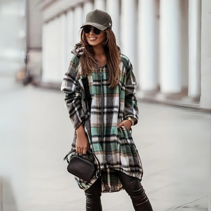 Levoire | Pull long à carreaux tendance Vert