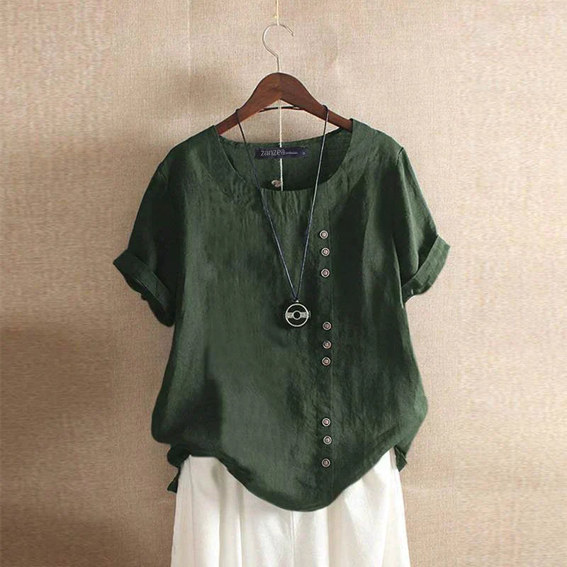 Levoire | Chemise En Lin À Manches Courtes Et Boutonnage Vert