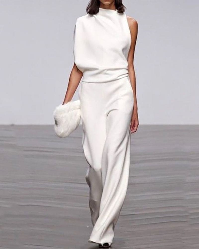 Levoire | Combinaison Élégante Avec Col Montant Blanc