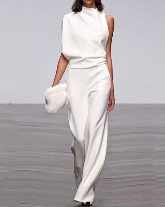 Levoire | Combinaison Élégante Avec Col Montant Blanc