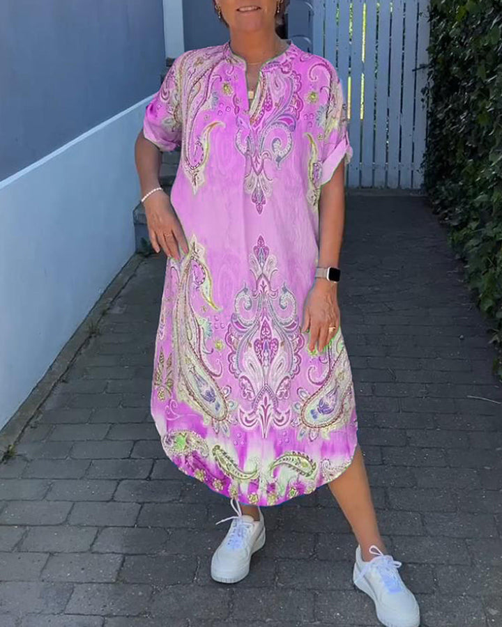 Levoire | Robe Avec Décolleté En V Et Manches Reversées Fuchsia