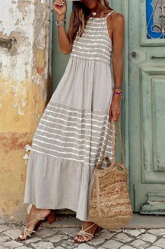 Levoire | Robes à jupe pastel avec fines bretelles et patchwork en imprimé décontracté