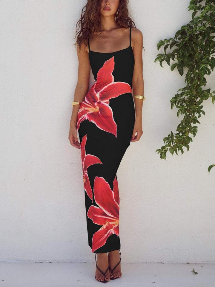 Levoire | Robe Maxi Imprimée Pour Femmes Légère & Élégante Noir