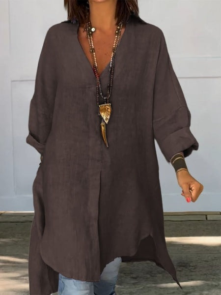 Levoire | Chemise-robe en coton et lin Braun