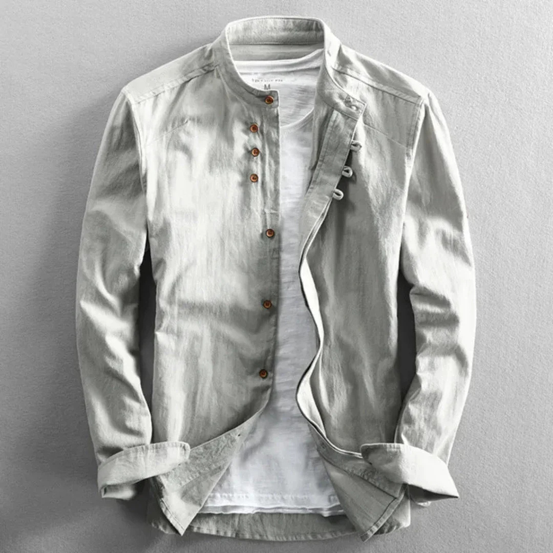 Levoire | Chemise à manches longues à bouton en bas Gris clair