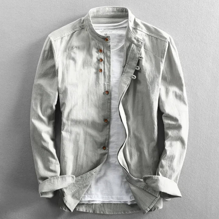 Levoire | Chemise à manches longues à bouton en bas Gris clair