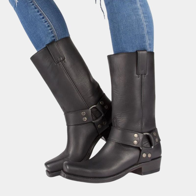 Levoire | Cowboy Original Bottes En Cuir Avec Un Look De Récolte De Raisins Noir