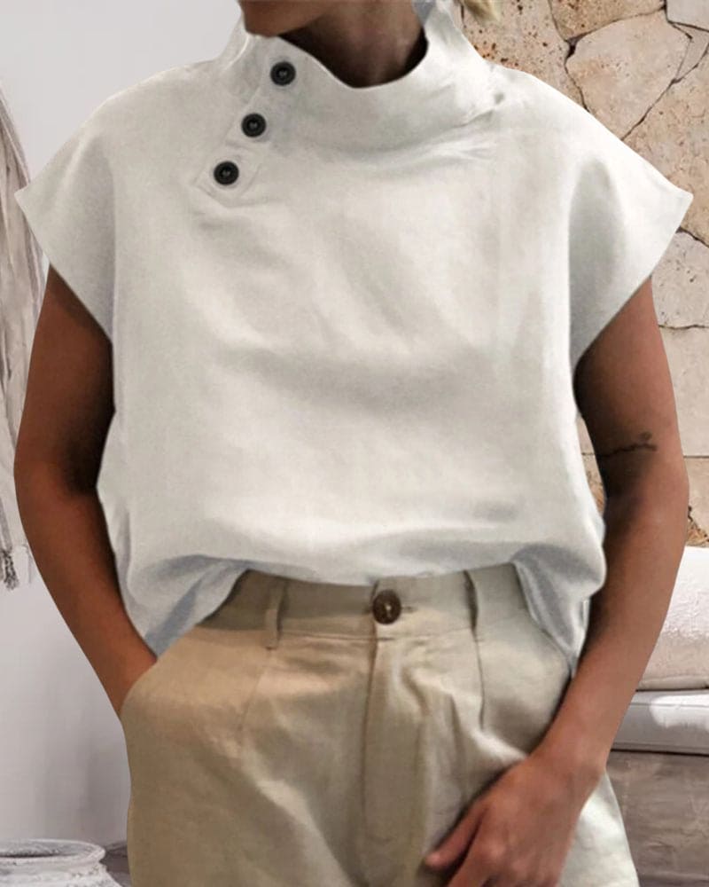 Levoire | Puuvillasta Ja Pellavasta, Jossa Pystykaulus Ja Nappilukitus