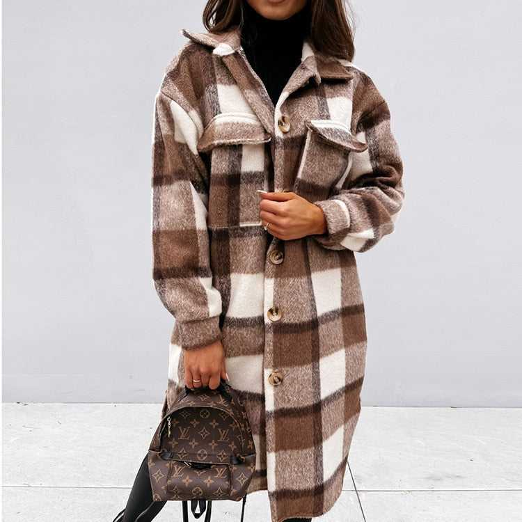 Levoire | Veste En Laine Longue Confortable Pour Femmes Brun foncé