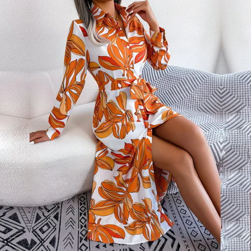 Levoire | Robe Chemise Avec Motif Floral Et Ceinture À La Taille