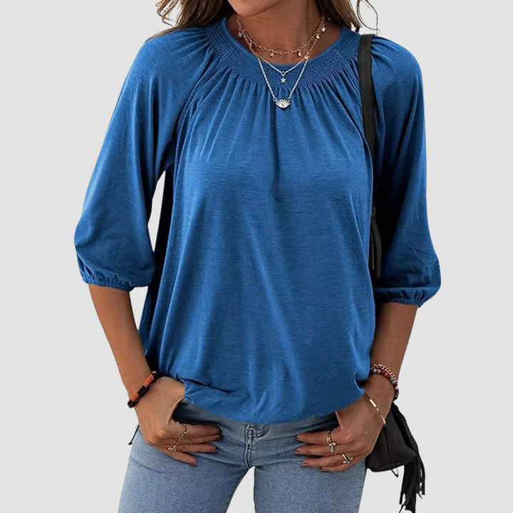 Levoire | Loose Fit Femme Top À Manches Mi-Longues Bleu