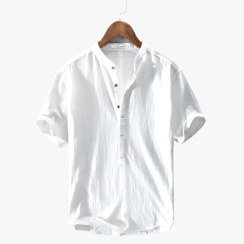 Levoire | Chemise en lin décontractée pour hommes T-Shirt d'été pour hommes Blanc