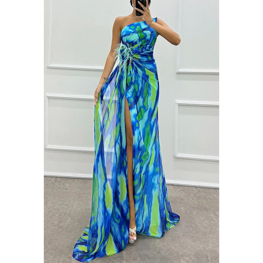 Levoire | Robe D'Invité De Mariage Élégante Et Enveloppante - Maxi Bleu