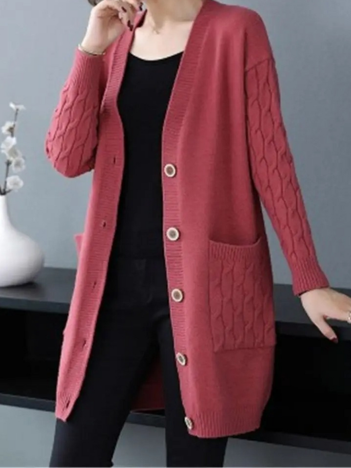 Levoire | Pull-over Femme à Boutons et Coupe Longue Rot