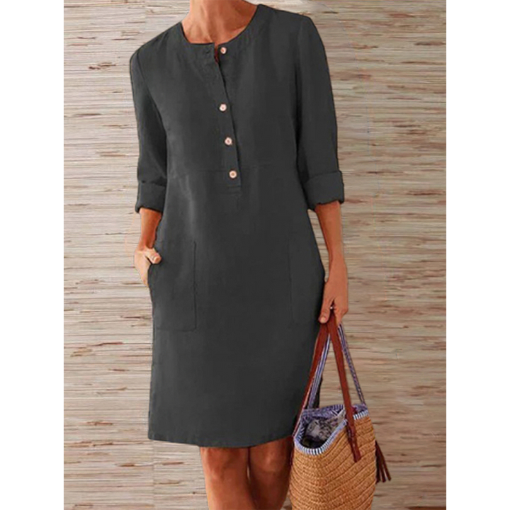 Levoire | Robe En Coton Et Lin Simple Noir