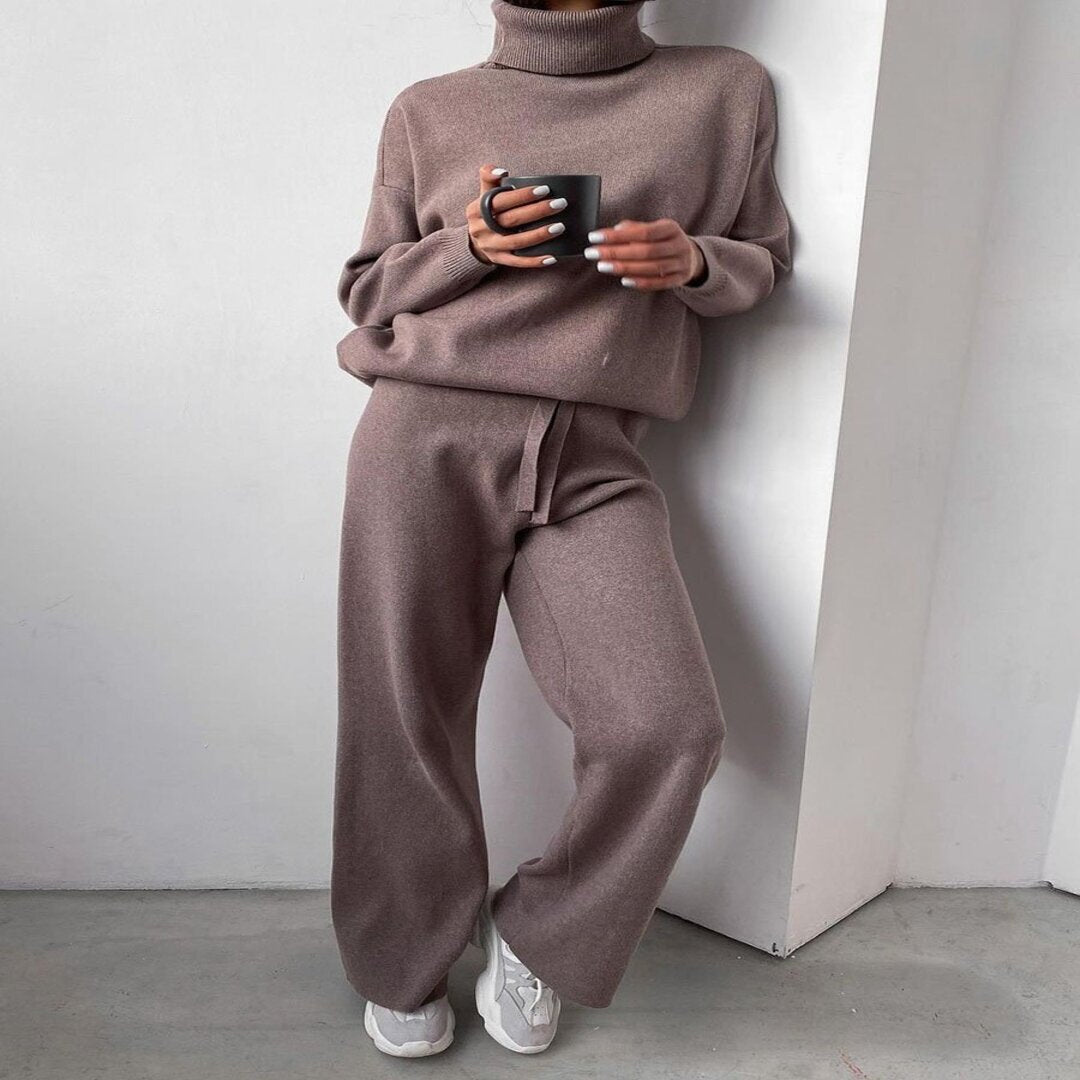 Levoire | Ensemble De Pulls À Col Roulé Chaud 2 Pièces Gris Lilas