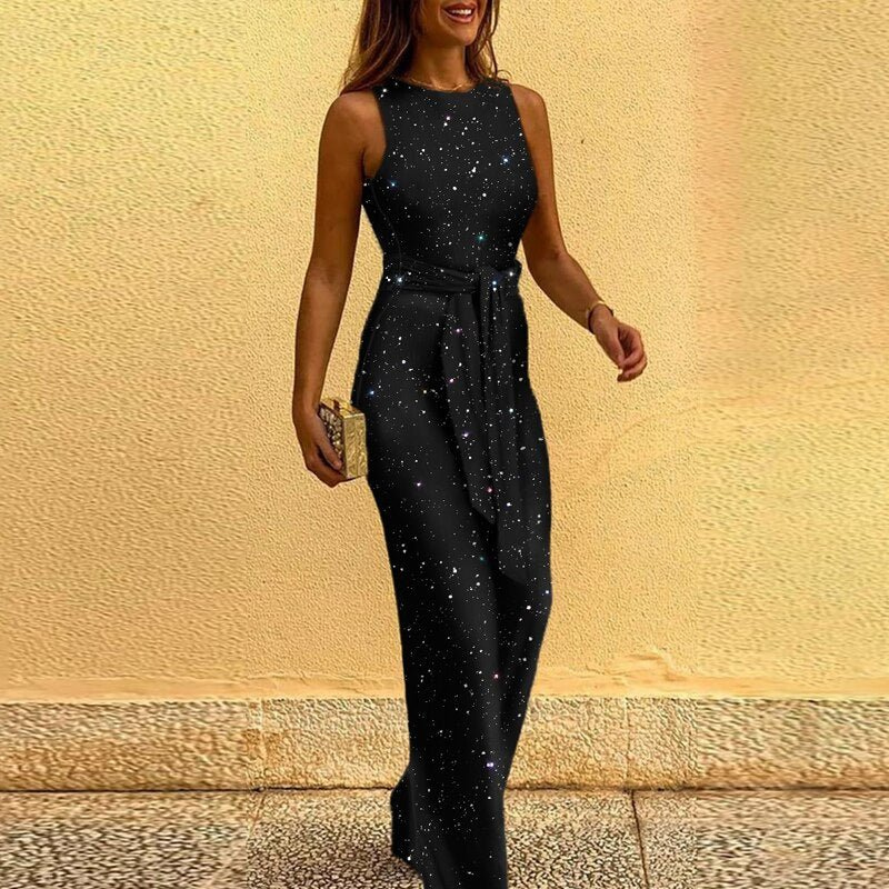 Levoire | Combinaison Femme Élégante Avec Paillettes Et Brillant Noir