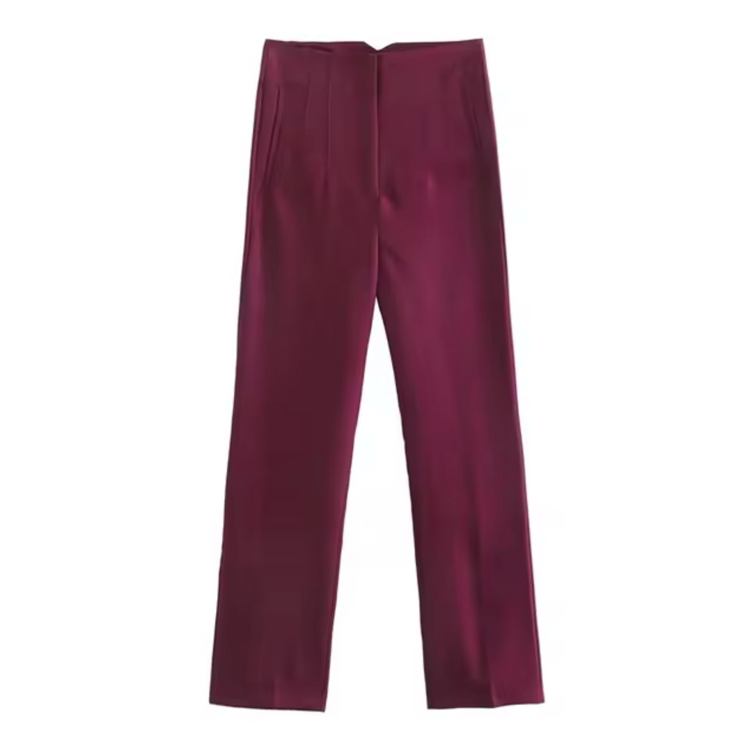Levoire | Pantalon Cropped Taille Haute vin rouge