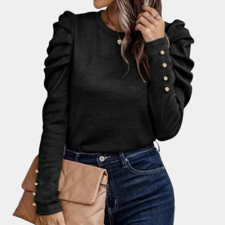 Levoire | Chemisier Femme Chemisier Simple Top Avec Manches Bouffantes Pour Femmes Noir