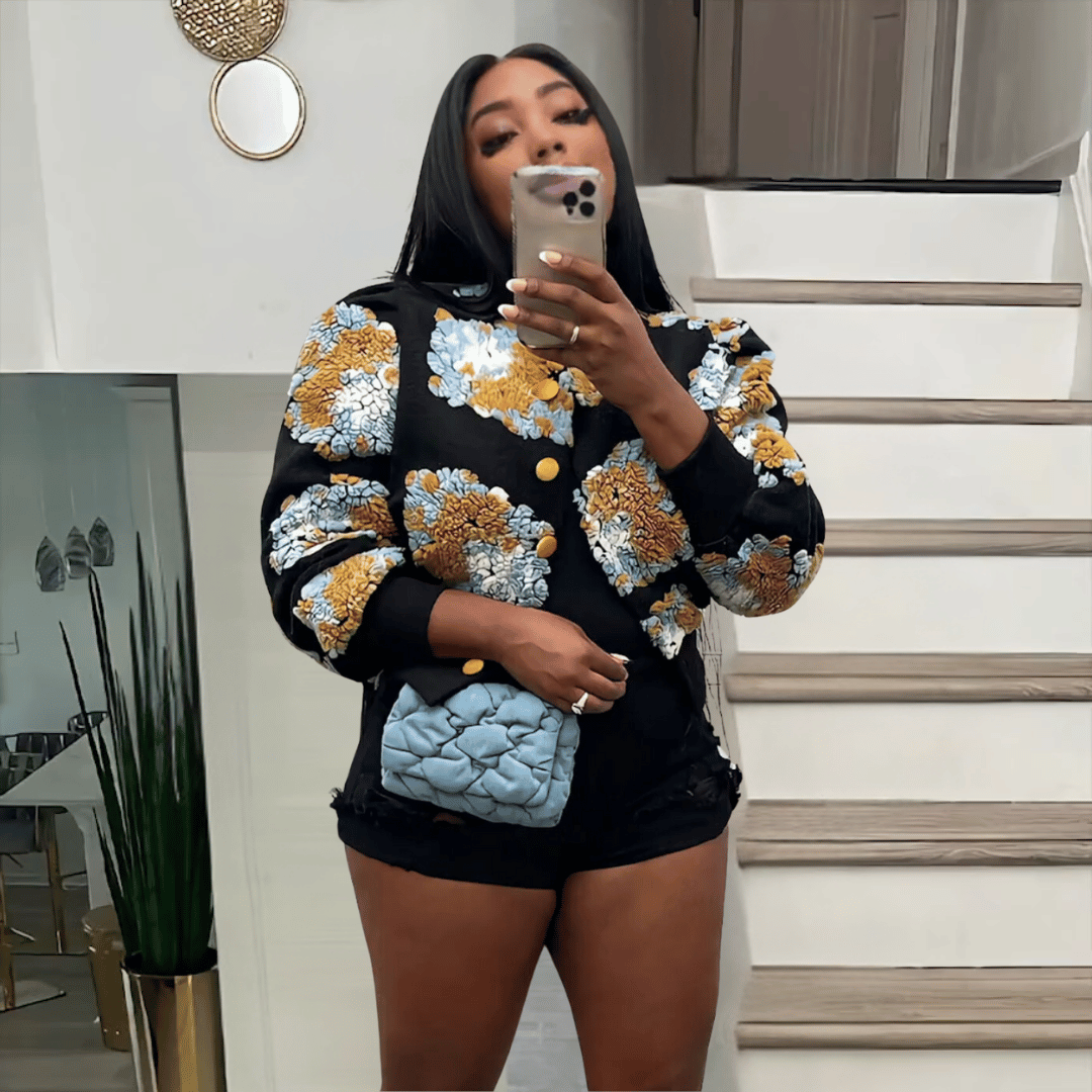 Levoire | Rento Blouse En Ayant Une Belle Allure Noir-Jaune-Fleur
